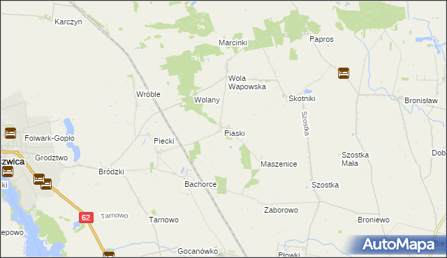 mapa Piaski gmina Kruszwica, Piaski gmina Kruszwica na mapie Targeo