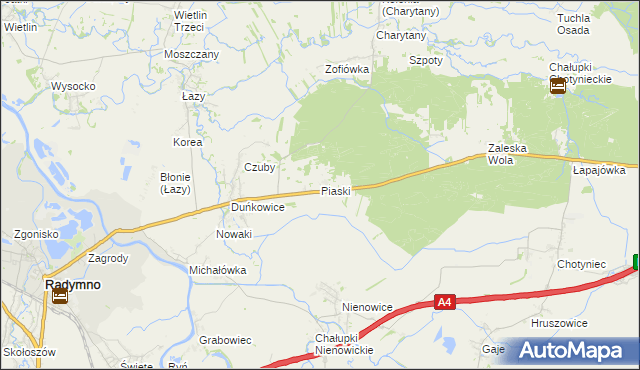 mapa Piaski gmina Radymno, Piaski gmina Radymno na mapie Targeo