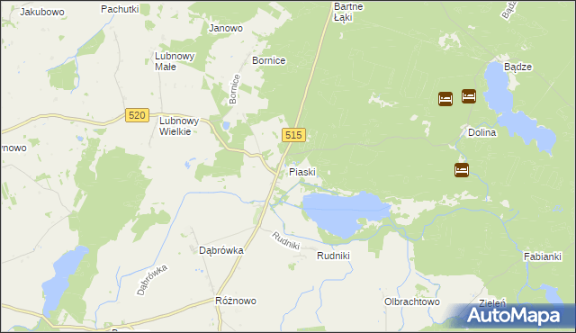 mapa Piaski gmina Susz, Piaski gmina Susz na mapie Targeo