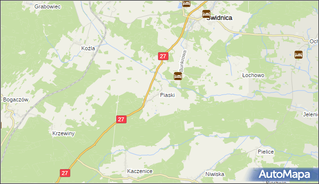 mapa Piaski gmina Świdnica, Piaski gmina Świdnica na mapie Targeo