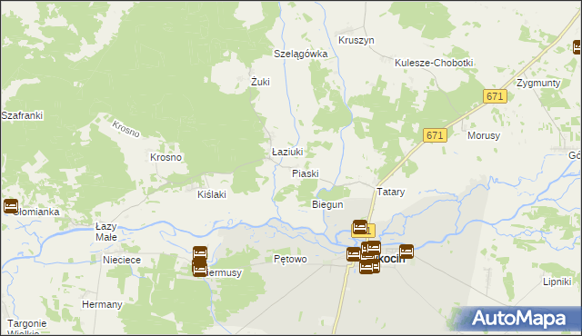 mapa Piaski gmina Tykocin, Piaski gmina Tykocin na mapie Targeo