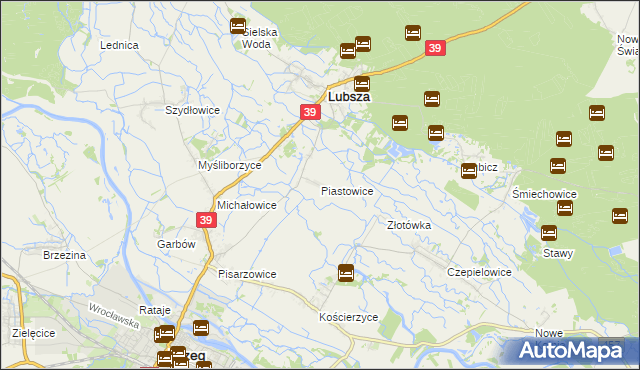 mapa Piastowice gmina Lubsza, Piastowice gmina Lubsza na mapie Targeo