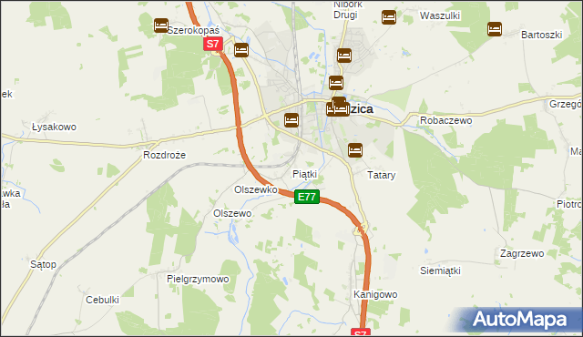 mapa Piątki gmina Nidzica, Piątki gmina Nidzica na mapie Targeo