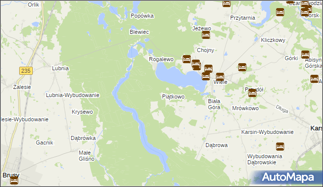 mapa Piątkowo gmina Karsin, Piątkowo gmina Karsin na mapie Targeo