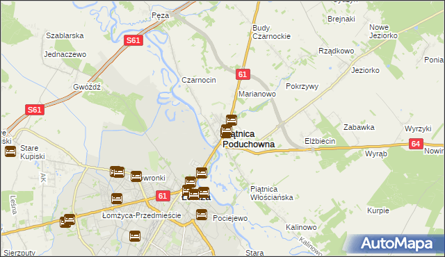 mapa Piątnica Poduchowna, Piątnica Poduchowna na mapie Targeo