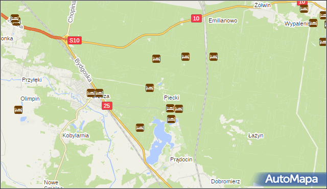 mapa Piecki gmina Nowa Wieś Wielka, Piecki gmina Nowa Wieś Wielka na mapie Targeo