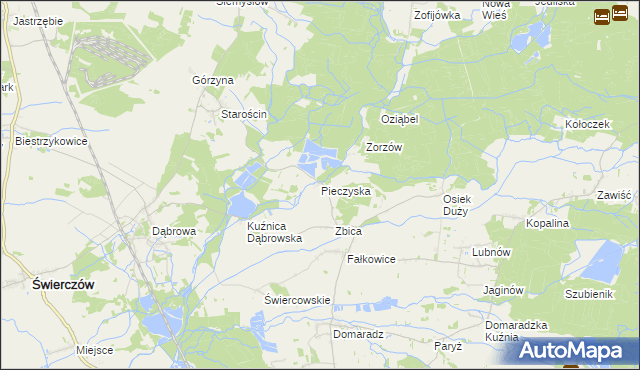 mapa Pieczyska gmina Świerczów, Pieczyska gmina Świerczów na mapie Targeo