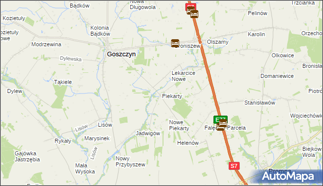 mapa Piekarty, Piekarty na mapie Targeo