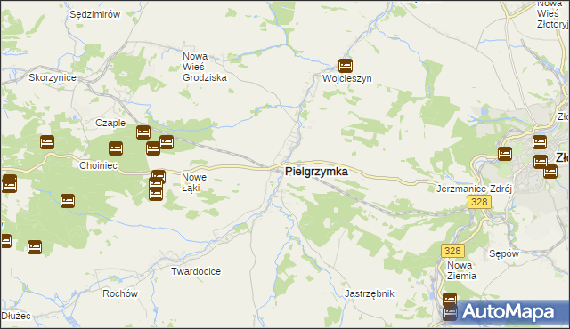 mapa Pielgrzymka powiat złotoryjski, Pielgrzymka powiat złotoryjski na mapie Targeo