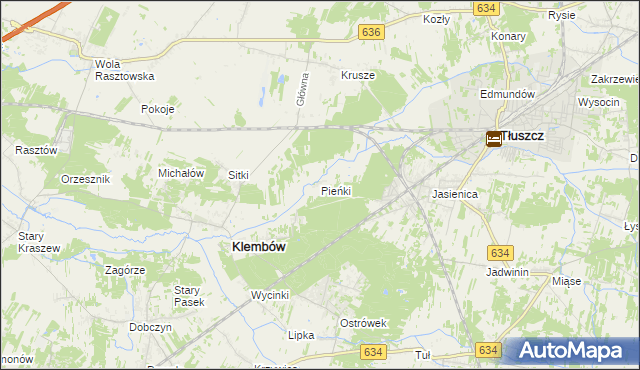 mapa Pieńki gmina Klembów, Pieńki gmina Klembów na mapie Targeo