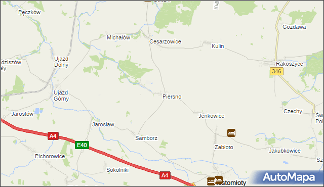 mapa Piersno gmina Kostomłoty, Piersno gmina Kostomłoty na mapie Targeo