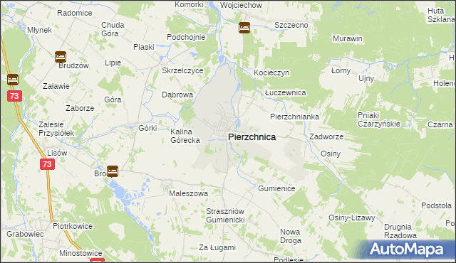 mapa Pierzchnica powiat kielecki, Pierzchnica powiat kielecki na mapie Targeo
