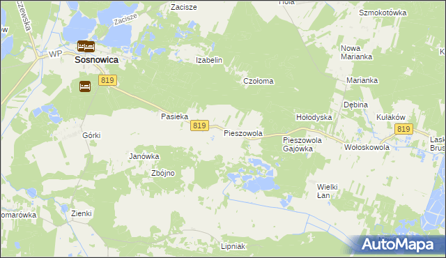 mapa Pieszowola, Pieszowola na mapie Targeo