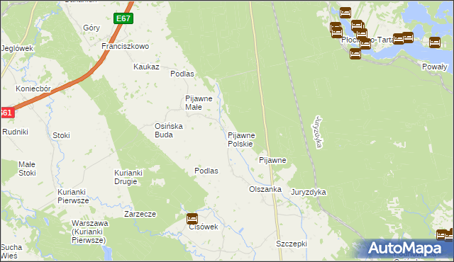 mapa Pijawne Polskie, Pijawne Polskie na mapie Targeo