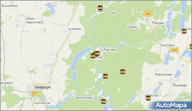 mapa Piła gmina Gostycyn, Piła gmina Gostycyn na mapie Targeo