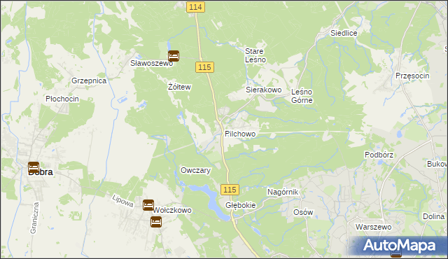 mapa Pilchowo, Pilchowo na mapie Targeo