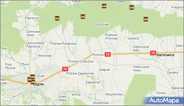 mapa Piórków, Piórków na mapie Targeo