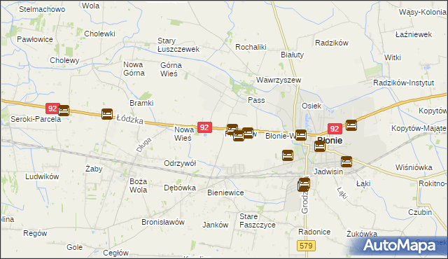 mapa Piorunów gmina Błonie, Piorunów gmina Błonie na mapie Targeo