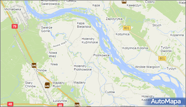 mapa Piotrkowice gmina Kozienice, Piotrkowice gmina Kozienice na mapie Targeo
