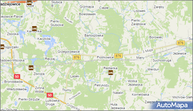 mapa Piotrkowice gmina Żabia Wola, Piotrkowice gmina Żabia Wola na mapie Targeo