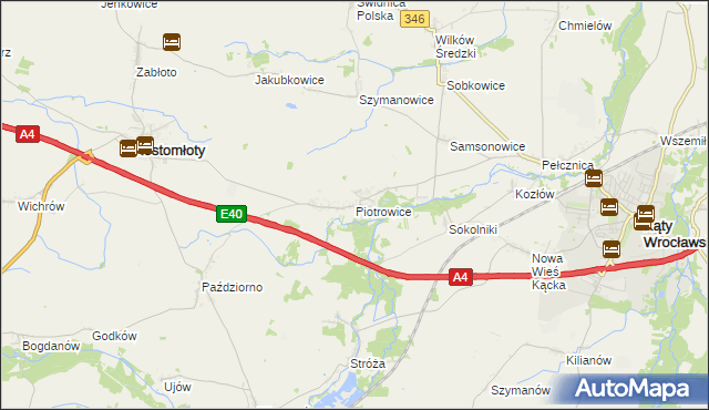 mapa Piotrowice gmina Kostomłoty, Piotrowice gmina Kostomłoty na mapie Targeo