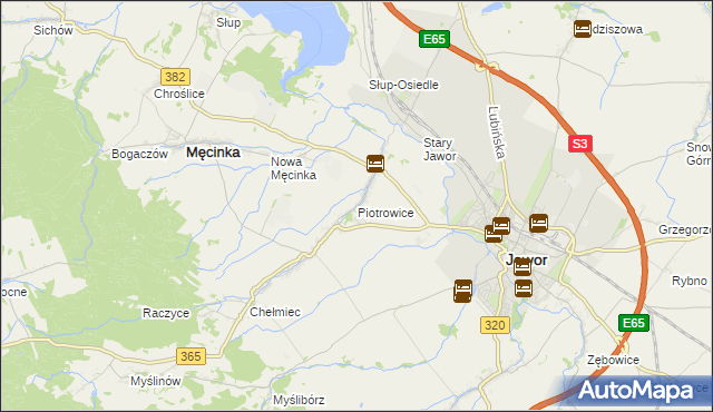 mapa Piotrowice gmina Męcinka, Piotrowice gmina Męcinka na mapie Targeo