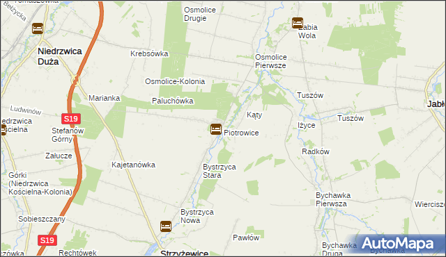 mapa Piotrowice gmina Strzyżewice, Piotrowice gmina Strzyżewice na mapie Targeo