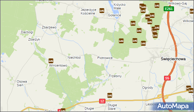 mapa Piotrowice gmina Święciechowa, Piotrowice gmina Święciechowa na mapie Targeo