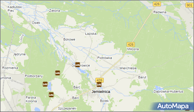 mapa Piotrówka gmina Jemielnica, Piotrówka gmina Jemielnica na mapie Targeo