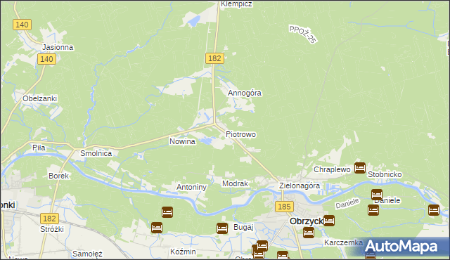 mapa Piotrowo gmina Obrzycko, Piotrowo gmina Obrzycko na mapie Targeo