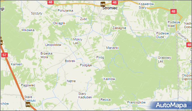 mapa Piróg gmina Stromiec, Piróg gmina Stromiec na mapie Targeo