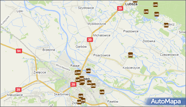mapa Pisarzowice gmina Lubsza, Pisarzowice gmina Lubsza na mapie Targeo