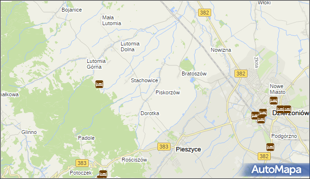 mapa Piskorzów gmina Pieszyce, Piskorzów gmina Pieszyce na mapie Targeo