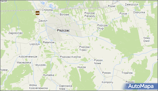 mapa Piszczac Trzeci, Piszczac Trzeci na mapie Targeo