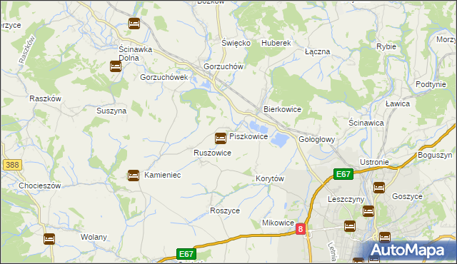 mapa Piszkowice, Piszkowice na mapie Targeo