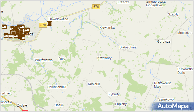 mapa Piwowary, Piwowary na mapie Targeo