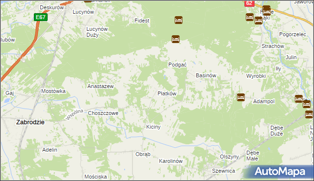 mapa Płatków gmina Zabrodzie, Płatków gmina Zabrodzie na mapie Targeo