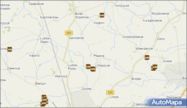 mapa Pławna gmina Strzelin, Pławna gmina Strzelin na mapie Targeo