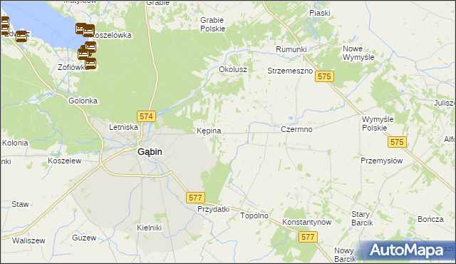 mapa Plebanka gmina Gąbin, Plebanka gmina Gąbin na mapie Targeo