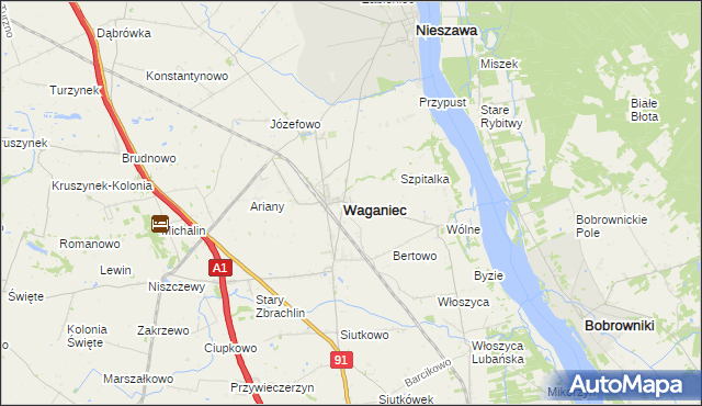 mapa Plebanka gmina Waganiec, Plebanka gmina Waganiec na mapie Targeo