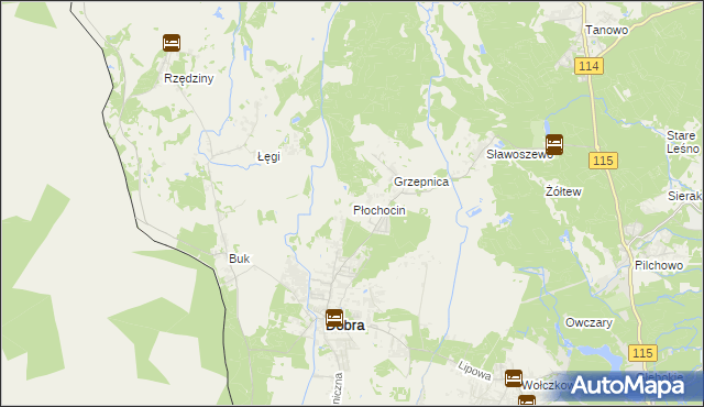 mapa Płochocin gmina Dobra (Szczecińska), Płochocin gmina Dobra (Szczecińska) na mapie Targeo