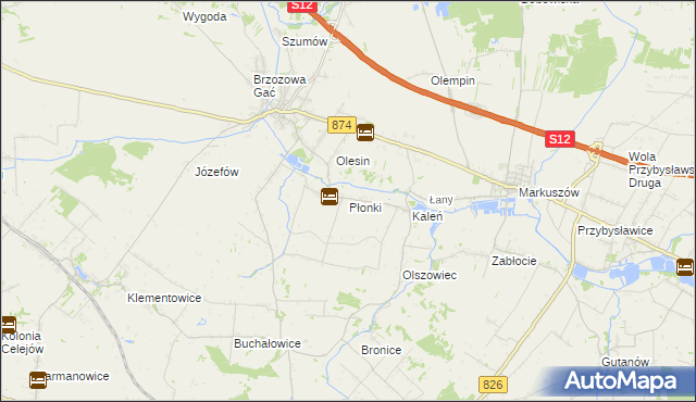 mapa Płonki, Płonki na mapie Targeo