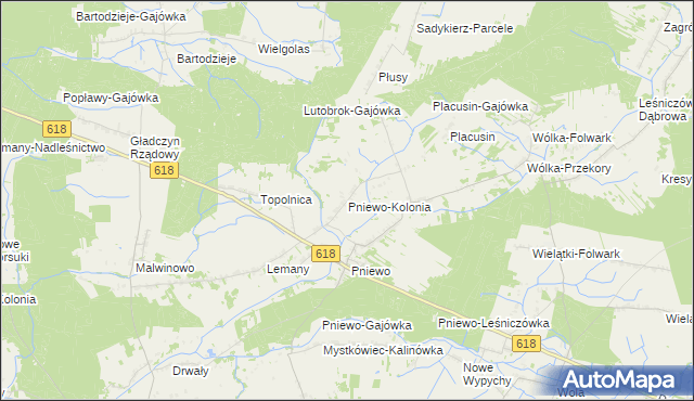 mapa Pniewo-Kolonia, Pniewo-Kolonia na mapie Targeo