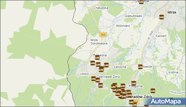 mapa Pobiedna gmina Leśna, Pobiedna gmina Leśna na mapie Targeo