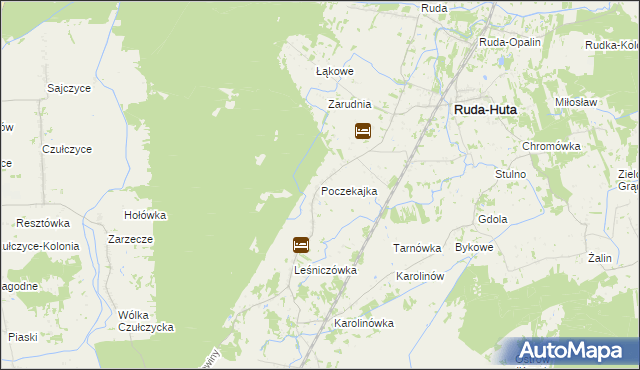 mapa Poczekajka gmina Ruda-Huta, Poczekajka gmina Ruda-Huta na mapie Targeo