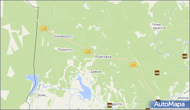 mapa Podbrzezie gmina Police, Podbrzezie gmina Police na mapie Targeo