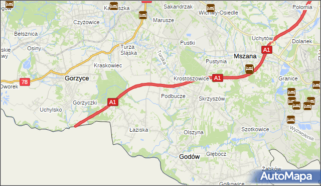 mapa Podbucze gmina Godów, Podbucze gmina Godów na mapie Targeo