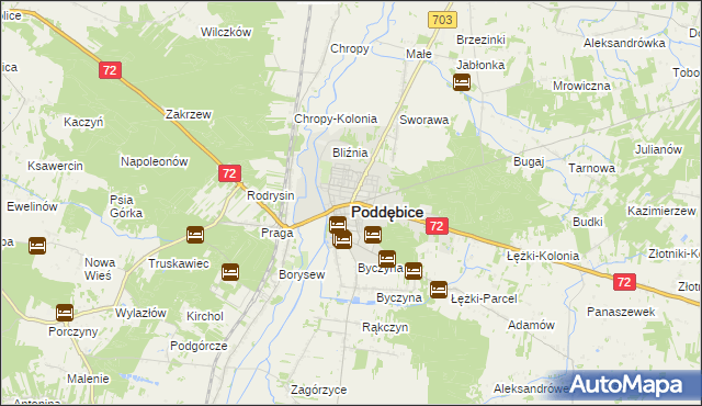 mapa Poddębice, Poddębice na mapie Targeo