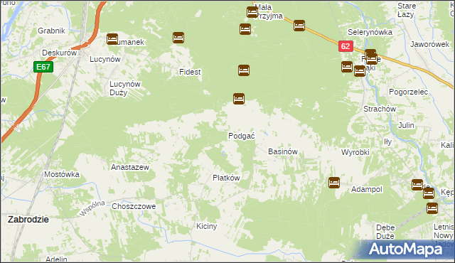 mapa Podgać gmina Zabrodzie, Podgać gmina Zabrodzie na mapie Targeo