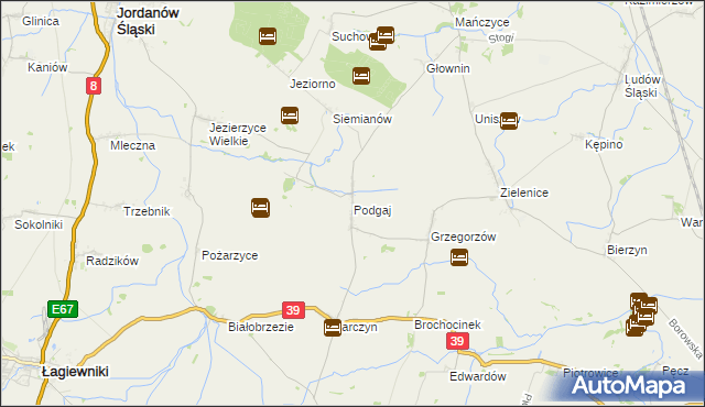 mapa Podgaj gmina Kondratowice, Podgaj gmina Kondratowice na mapie Targeo